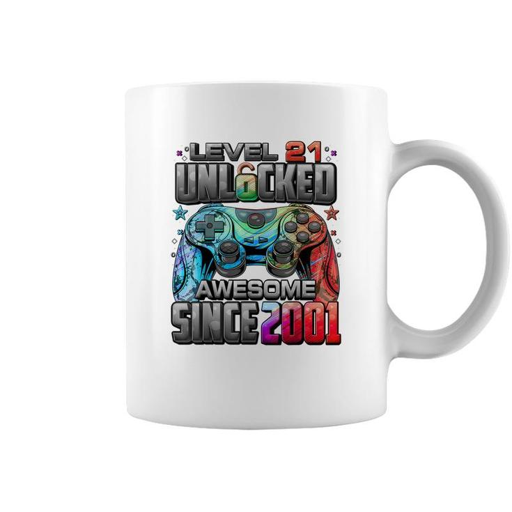 Level 21 Unlocked Awesome Since 2001 21St Birthday Gaming  Coffee Mug