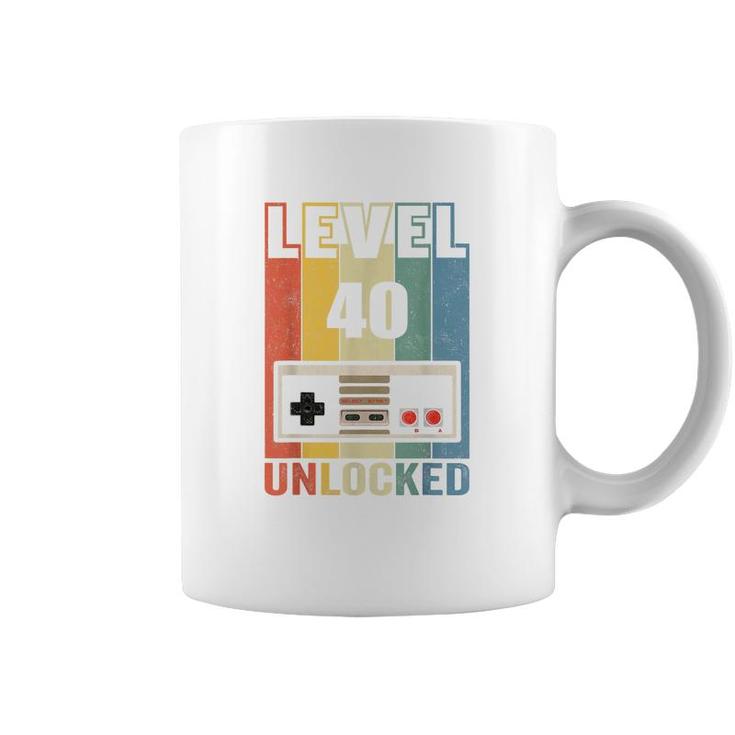 Level 40 Unlocked  Video Gamer 40Th Birthday Gifts   Coffee Mug