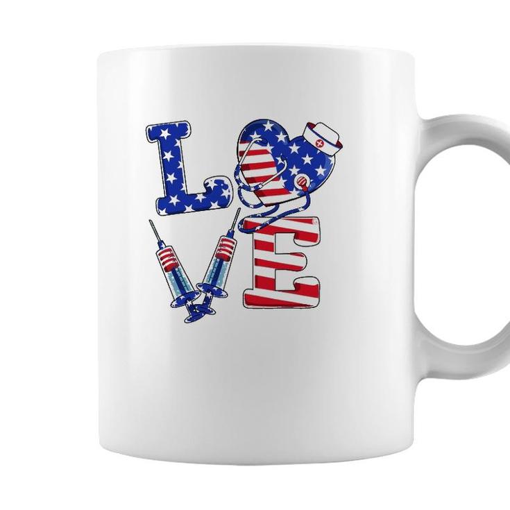 Love Er Life Nurse 4Th Of July American Flag Patriotic Coffee Mug