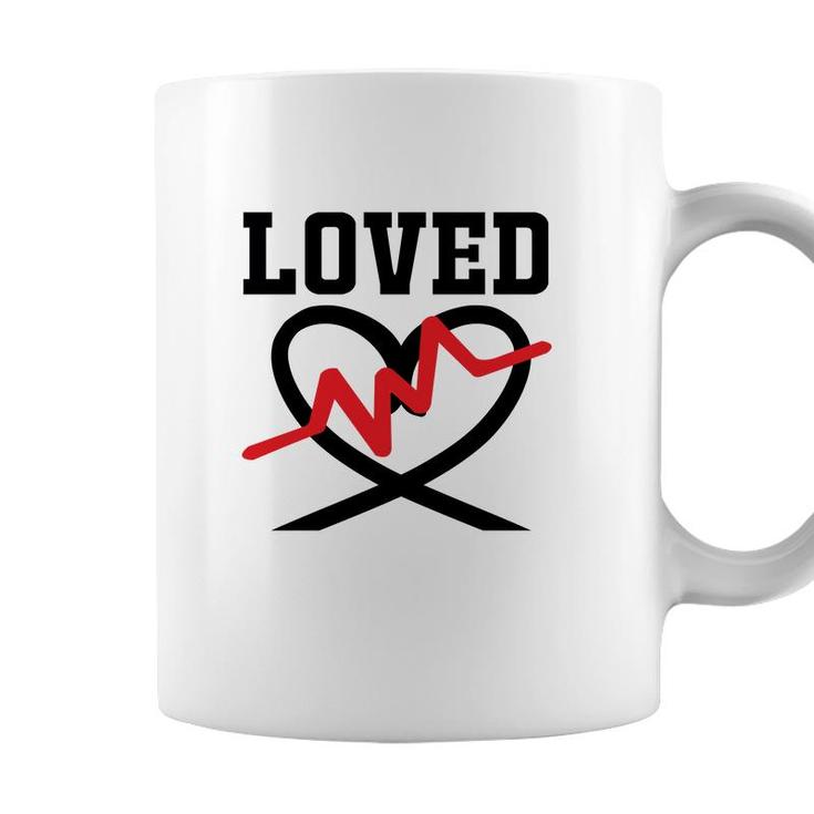 Loved Bible Verse Black Graphic Heart Black Christian Coffee Mug