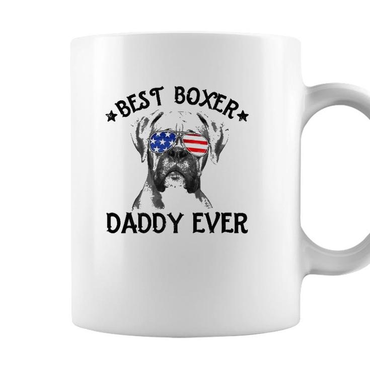 Mens Best Boxer Daddy Ever Dog Dad American Flag 4Th Of July Coffee Mug