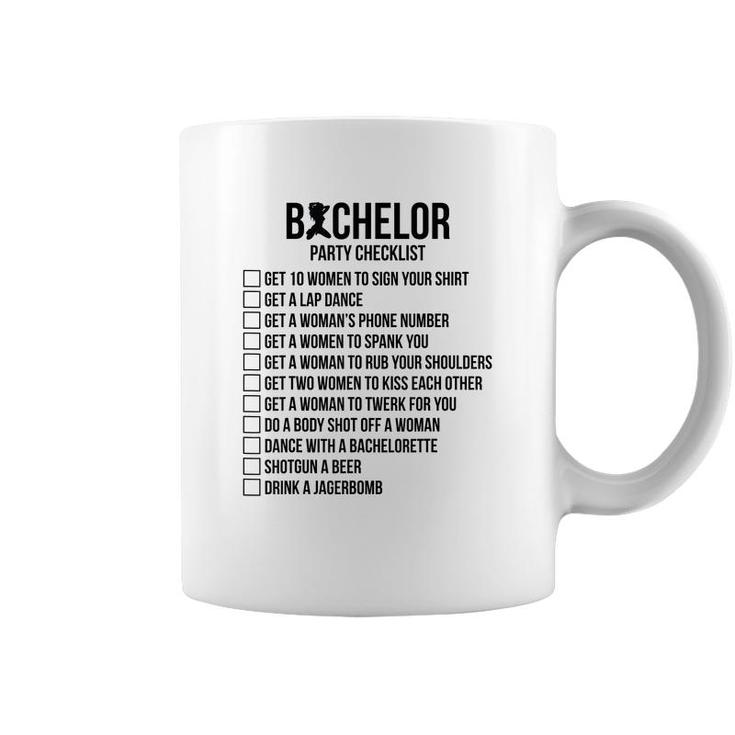 Mens Groomsmen Groom Squat Men Bachelor Supplies Party Checklist  Coffee Mug