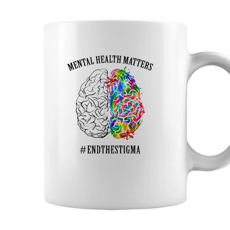Mental Health Matters End The Stigma Mental Health Awareness Colorful Human Brain Coffee Mug