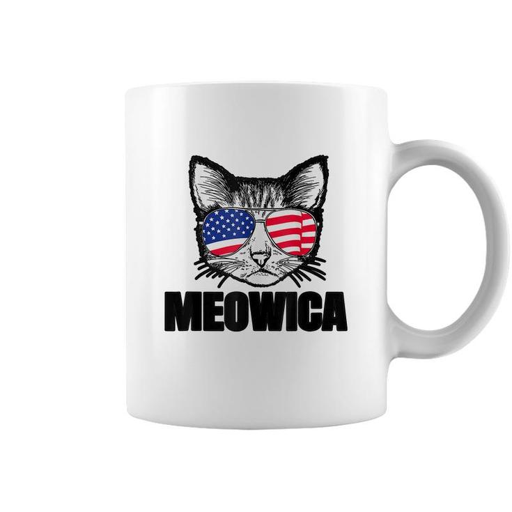 Meowica Patriotic Cat 4Th Of July  American Flag Graphics  Coffee Mug