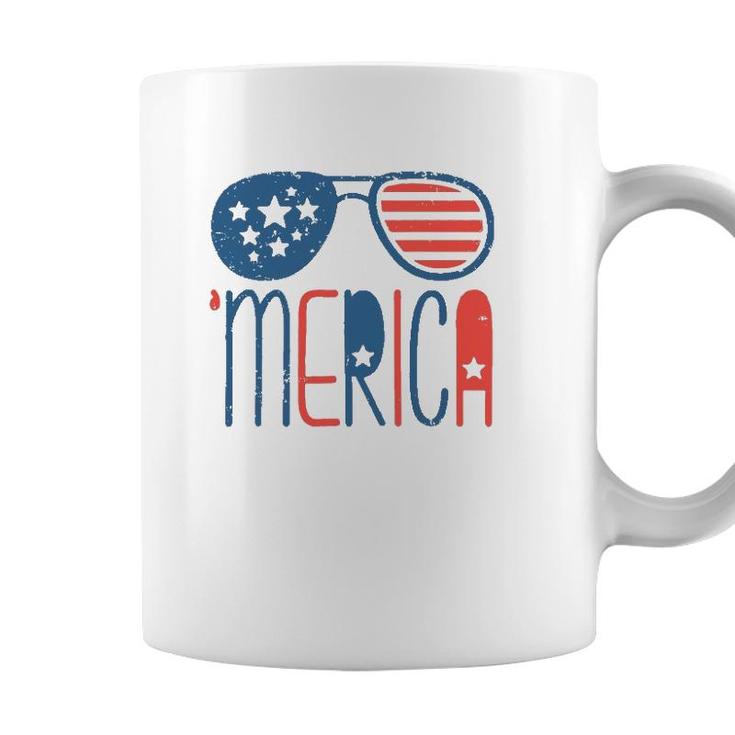 Merica American Flag Aviators Toddler4th July Usa Flag Sunglass Coffee Mug