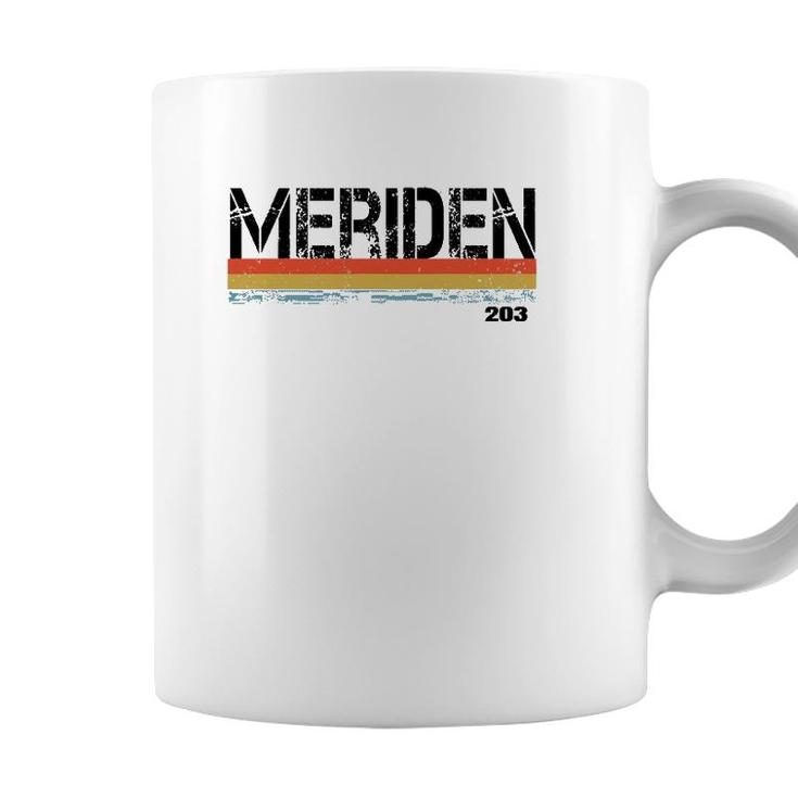 Meridan Conn Area Code 203 Vintage Stripes Gift & Sovenir Coffee Mug