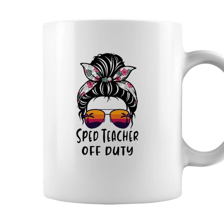 Messy Bun Hair Sped Teacher Off Duty Sunglasses Beach Sunset Coffee Mug