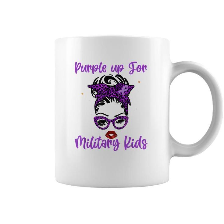 Messy Bun Purple Up Day For Military Kids Child Purple Up  Coffee Mug