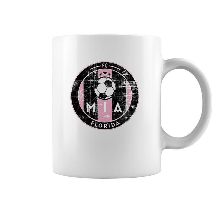 Miami Soccer Jersey Original Design Round Badge Distressed Coffee Mug