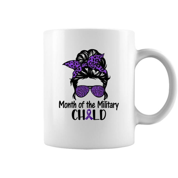 Month Of The Military Kids Child Messybun Leopard Sunglasses  Coffee Mug