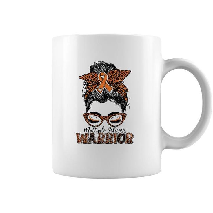 Multiple Sclerosis Ms Warrior Messy Bun Leopard Coffee Mug