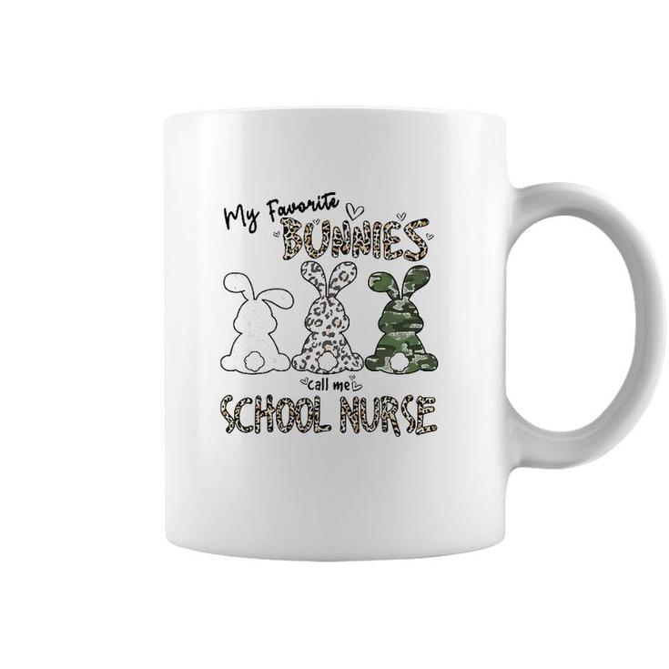 My Favorite Bunnies Call Me School Nurse Leopard Easter Day Coffee Mug