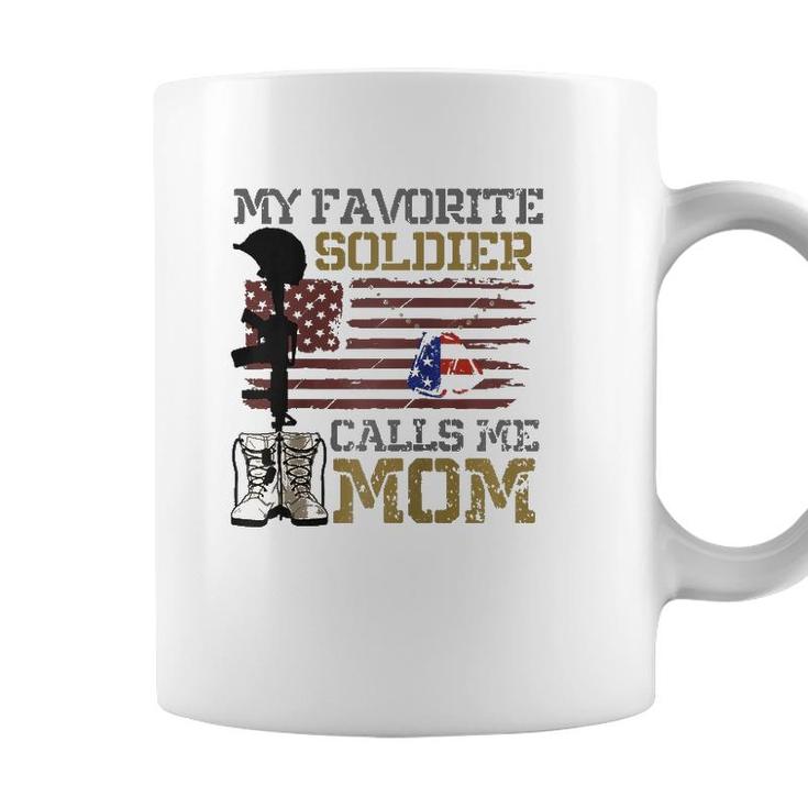 My Favorite Soldier Calls Me Mom Proud Army Mom Raglan Baseball Tee Coffee Mug