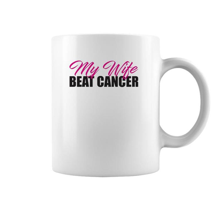 My Wife Beat Cancer Husband Breast Cancer Awareness Coffee Mug