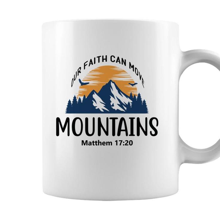 Our Faith Can Move Mountains Bible Verse Black Graphic Christian Coffee Mug