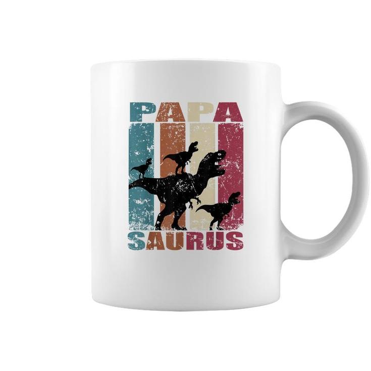 Papa Saurus Dinosaur Dino Triplet Dinos Family Papasaurus  Coffee Mug