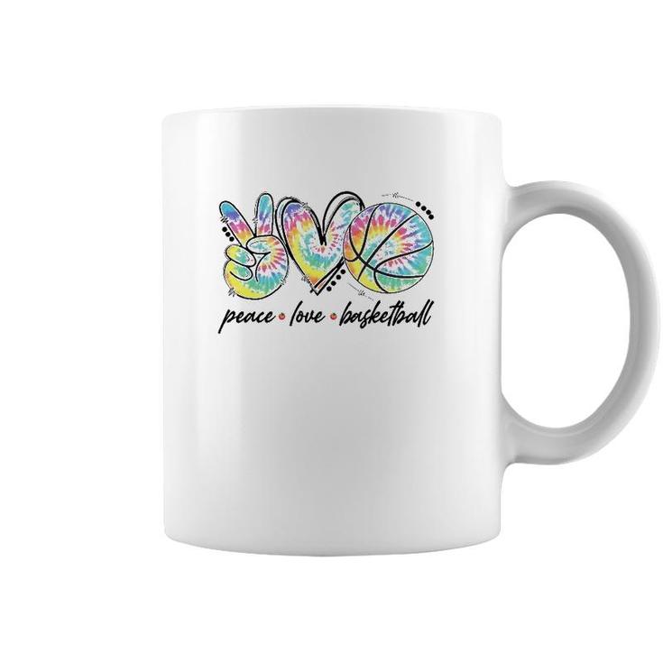 Peace Love Basketball Tie Dye Cute Basketball Lovers Coffee Mug