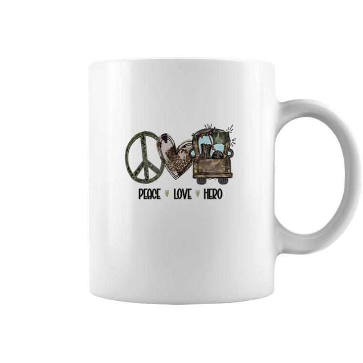 Peace Love Hero Dad Special Gift For Father  Coffee Mug