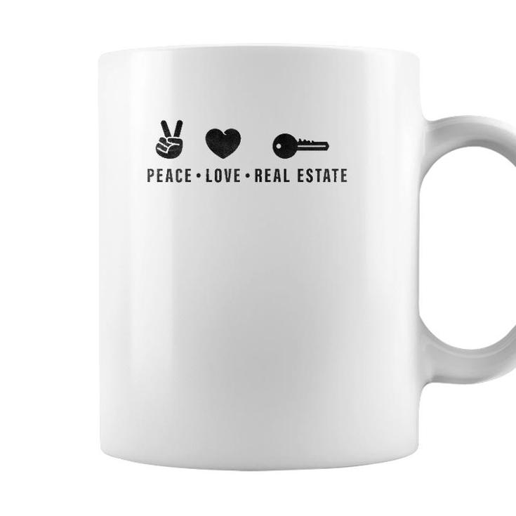 Peace Love Real Estate Funny Real Estate Agent Gift Raglan Baseball Tee Coffee Mug