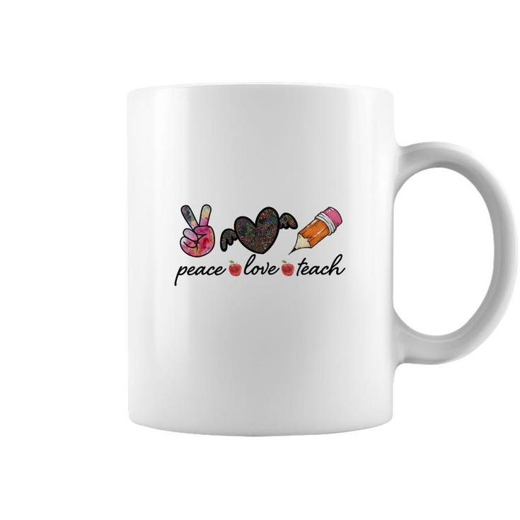Peace Love Teach Heart Wings Great Graphic Coffee Mug
