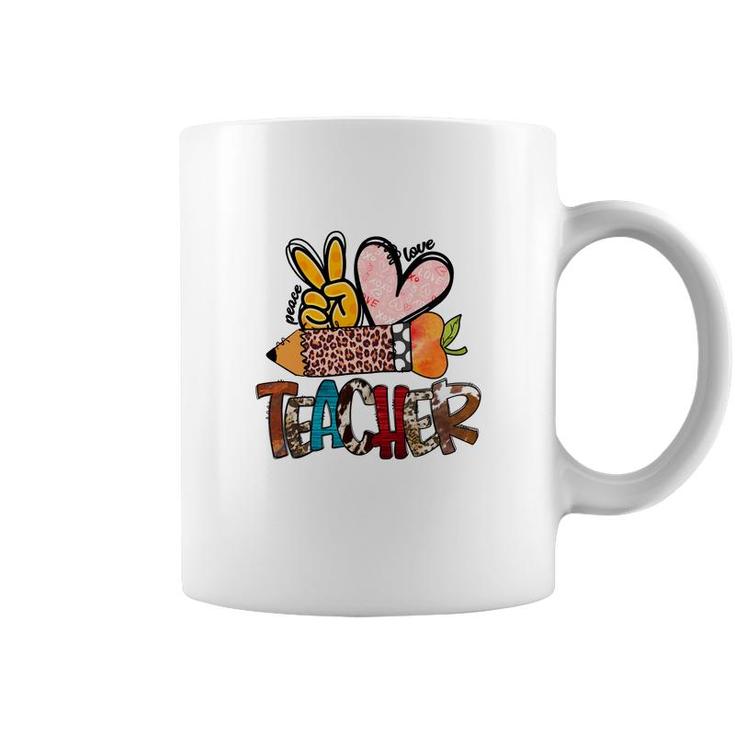 Peace Love Teacher Leopard Funny Gift Ideas Coffee Mug
