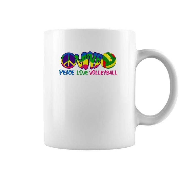 Peace Love Volleyball-Retro Stryle Volleyball Apparel Gifts Coffee Mug
