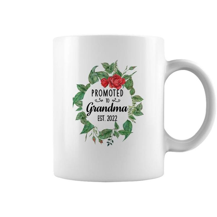 Promoted To Grandma Est 2022 Women Flower First Time Grandma  Coffee Mug