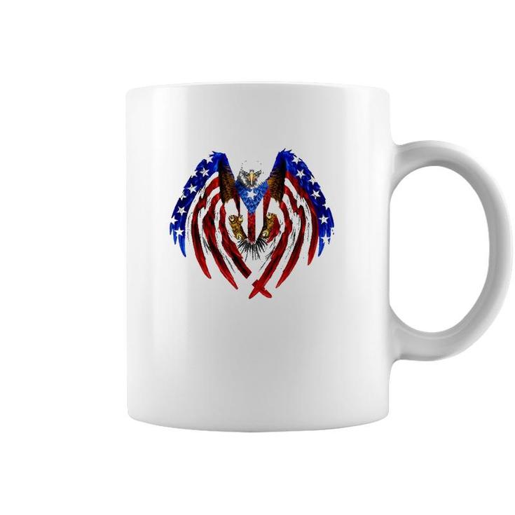 Puerto Rican American Flag Usa Eagleboricua Roots Coffee Mug