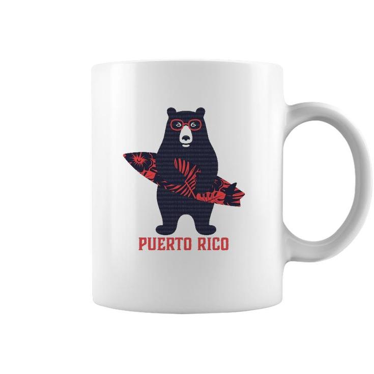 Puerto Rico Tropical Surfing Bear Coffee Mug