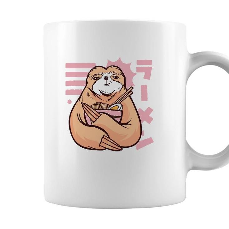 Ramen Noodles Sloth 90S Kawaii Anime Girl Japanese Aesthetic  Coffee Mug