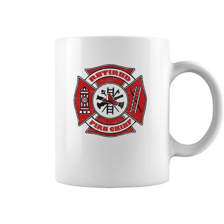 Retired Fire Chief Retirement Gift Red Maltese Cross Coffee Mug
