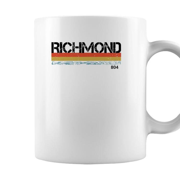 Richmond Virginia Area Code 804 Vintage Retro Stripes Coffee Mug