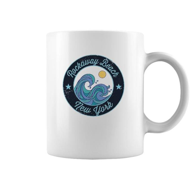Rockaway Beach Ny New York Souvenir Nautical Surfer Graphic  Coffee Mug