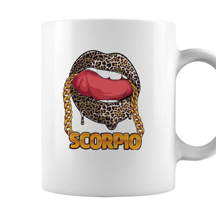 Scorpio Girl Juicy Lips Leopard Print Astrology Zodiac Sign Coffee Mug