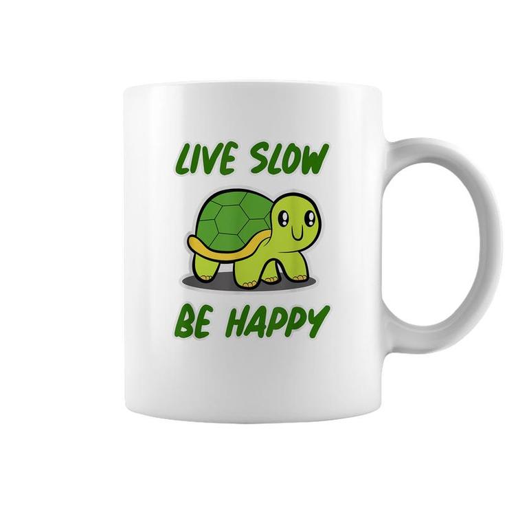 Sea Turtle Design Live Slow Be Happy - Turtle  Coffee Mug