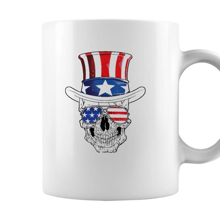 Skull 4Th Of July Uncle Sam Men Usa American Flag Sunglasses  Coffee Mug