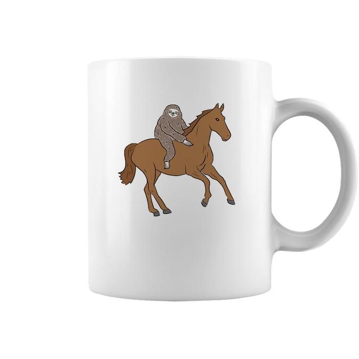 Sloth On Horse Funny Sloth Rides Horse Sloths Lover Coffee Mug