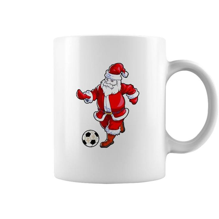 Soccer Christmas  Men Kids Boys Soccer Santa Claus Coffee Mug