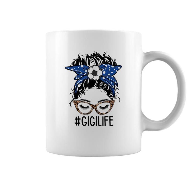 Soccer Gigi Life Leopard Messy Bun Funny Gigi Mothers Day  Coffee Mug