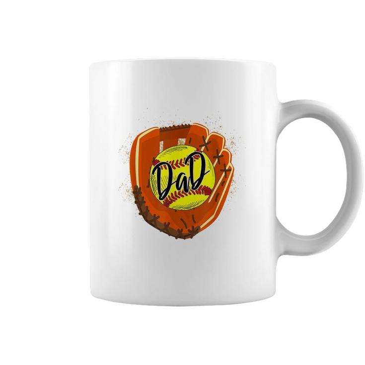 Softball Dad Glove Funny Fathers Day 2022 Cut Softball Dad Coffee Mug