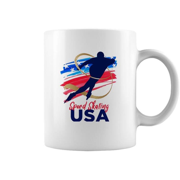 Speed Skating Usa Support The Teamusa Flag Winter Coffee Mug