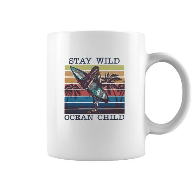 Stay Wild Ocean Child Surfing Ocean Racerback Coffee Mug