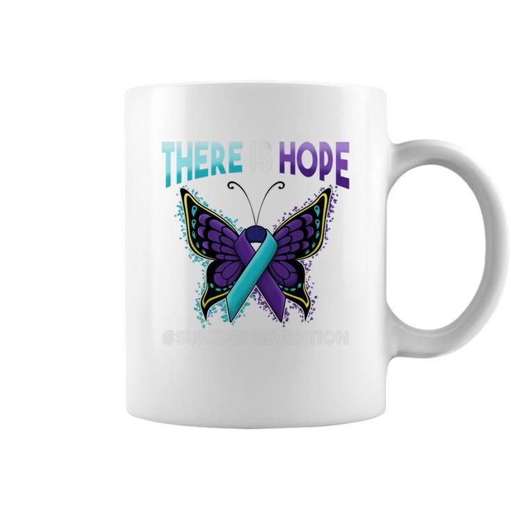 Suicide Prevention There Is Hope Butterfly Ribbon Coffee Mug