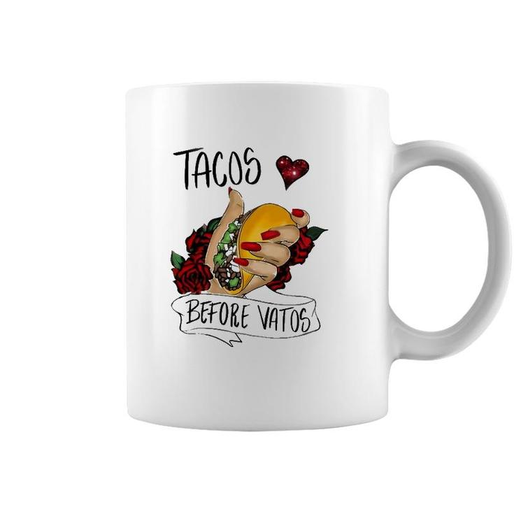 Tacos Before Vatos Funny Valentines Day Men Women Coffee Mug