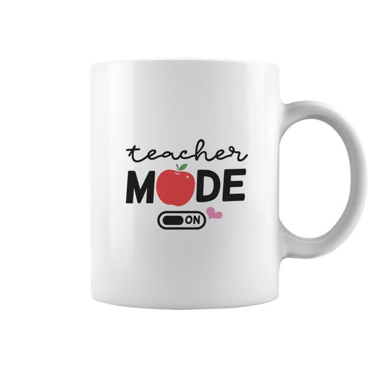 Teacher Mode On Apple Pink Heart Decor Coffee Mug
