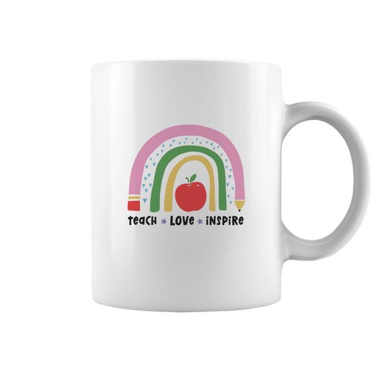 Teacher Rainbow Teach Love Inspire Apple Coffee Mug