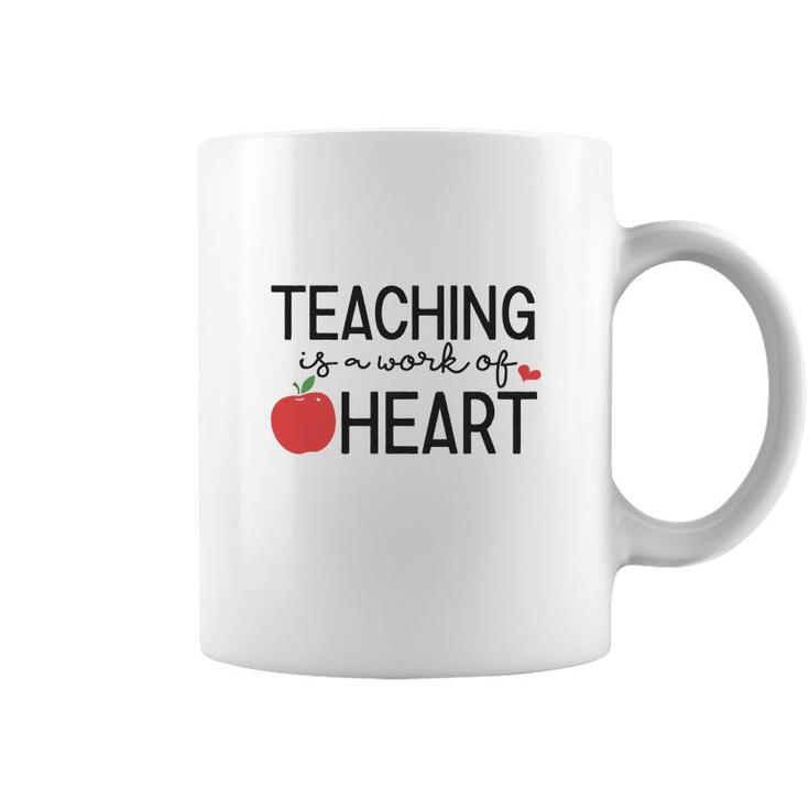 Teacher Teaching Is A Work Of Apple Heart Coffee Mug