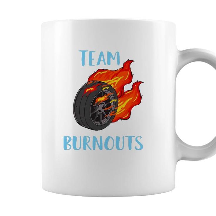 Team Burnouts Gender Reveal Party Idea For Baby Boy Reveal Coffee Mug