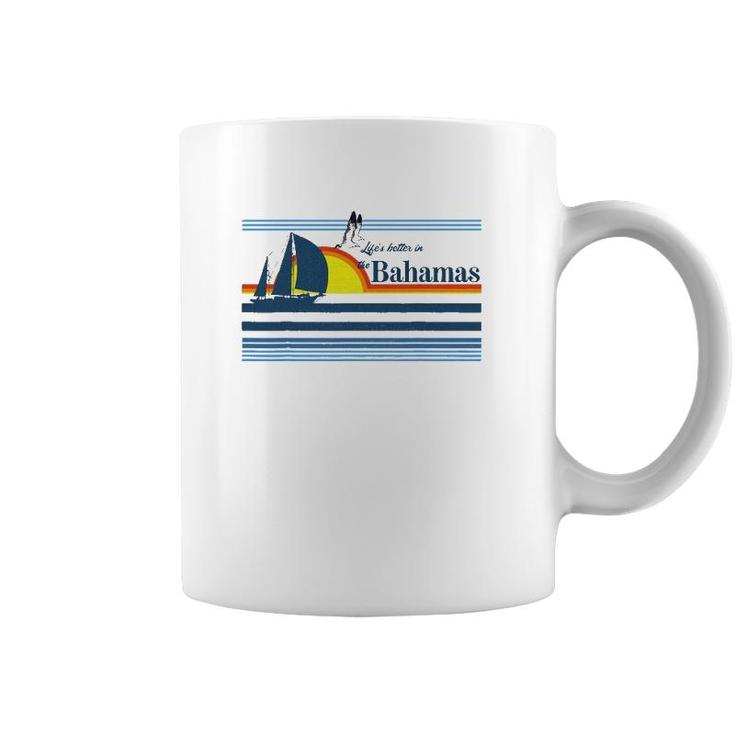 The Bahamas Beach Retro 70S 80S 90S Sailing Boat Sunset Surf Coffee Mug