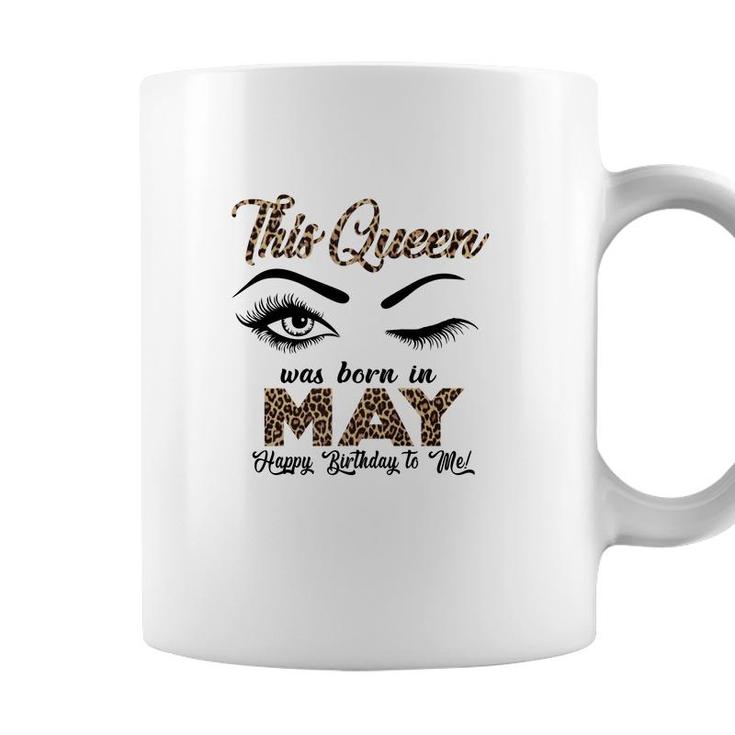 This Queen Was Born In May Leopard Letters Design Coffee Mug